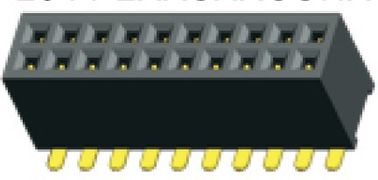 Il nero femminile doppio del connettore 1.27mm 180° SMT PA9T dell'intestazione di Pin di Pin 2*10